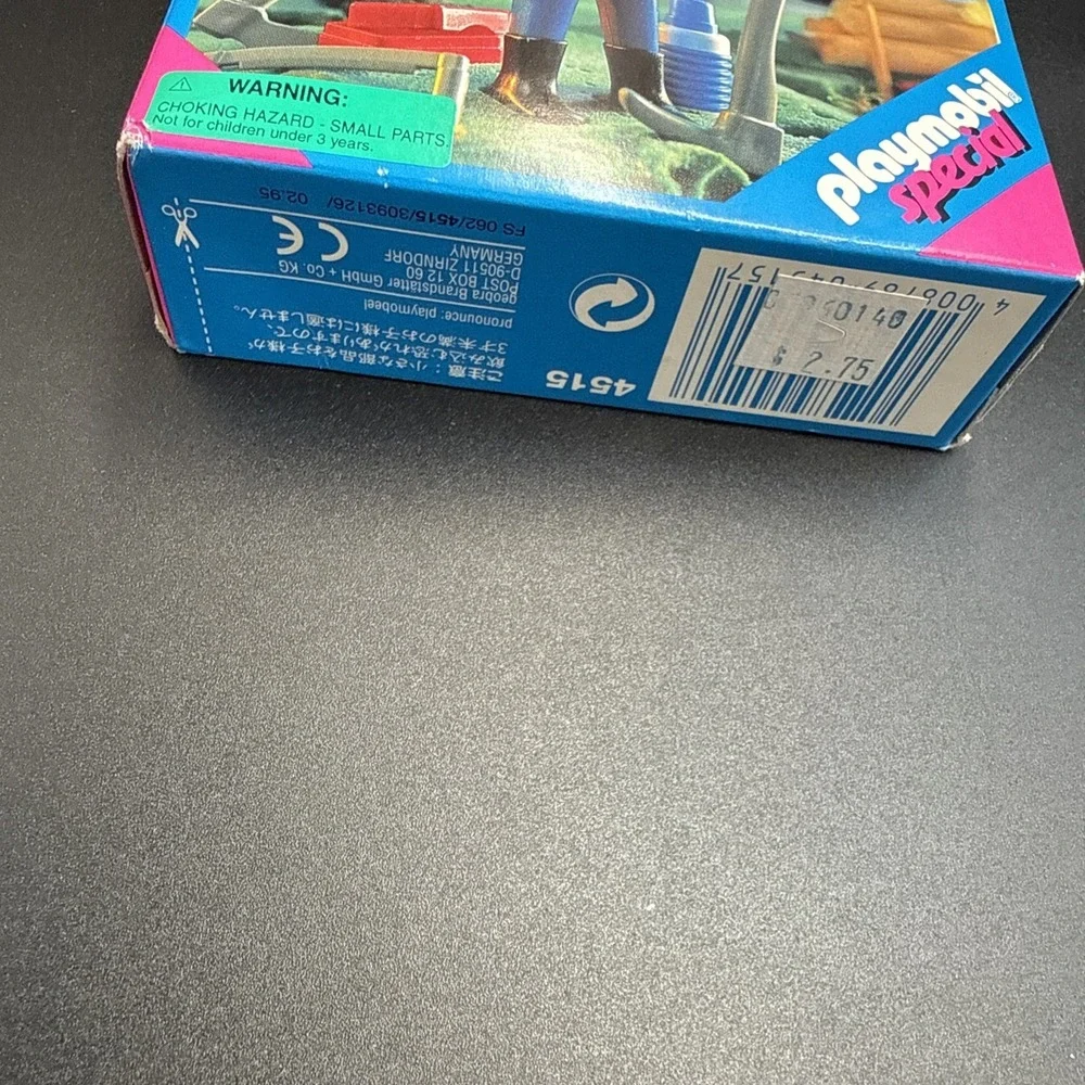 Vintage Playmobil 4515 Lumberjack‎ with Axe and Water Bottle